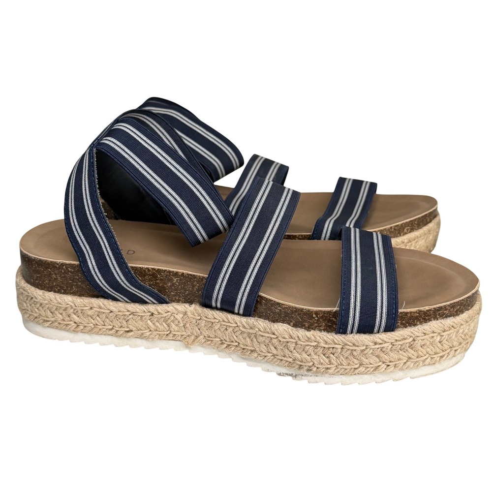 Torrid Espadrille Platform Sandals Womens 10WW Navy Striped Nautical Coastal